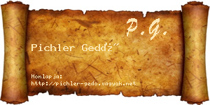 Pichler Gedő névjegykártya